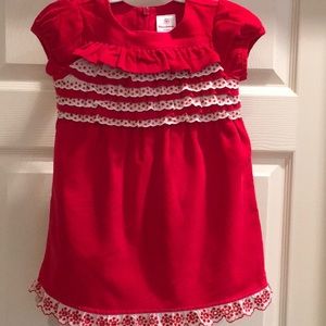 HANNA ANDERSSON Red Corduroy Eyelet Dress Sz 90